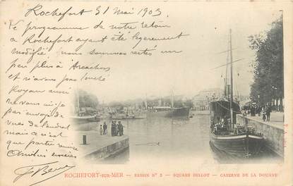 CPA FRANCE 17 "Rochefort sur Mer, Bassin n° 2, Square Bellot, Caserne de la Douane".