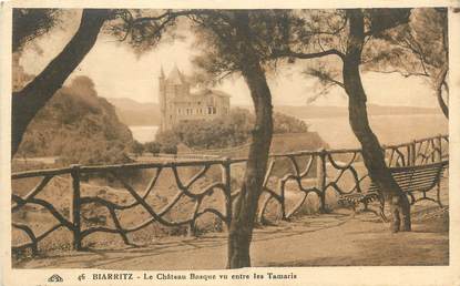 CPA FRANCE 64 " Biarritz, Le château Basque vue entre les tamaris"