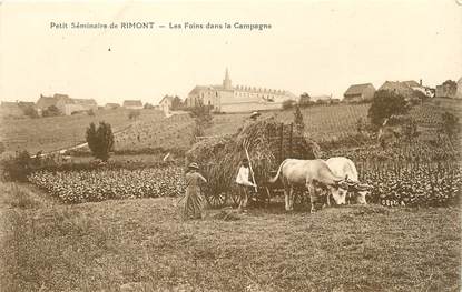 CPA FRANCE 09 " Rimont, Petit séminaire, les foins dans la campagne".