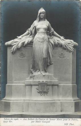 CPA FRANCE 21 " Semur, Monument pour les soldats morts pour la patrie par Henri Gauquié, salon de 1908".