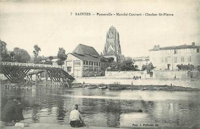 CPA FRANCE 17 " Saintes, La passerelle, marché couvert, clocher St Pierre".