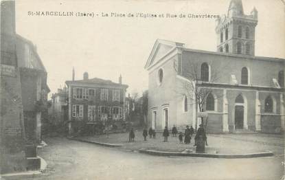 CPA FRANCE 38 " St Marcellin, La Place de l'Eglise et la Rue de Chevrières".