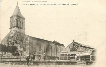 CPA FRANCE 17 " Jonzac, L'église et le marché couvert".