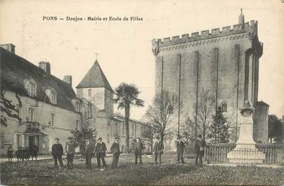 CPA FRANCE 17 " Pons, Donjon, Mairie et Ecole de filles".