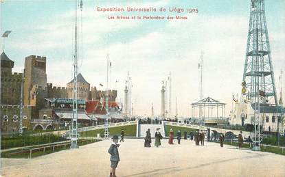 CPA BELGIQUE "Liège, les arènes et le perforateur des Mines" / EXPOSITION UNIVERSELLE 1905  