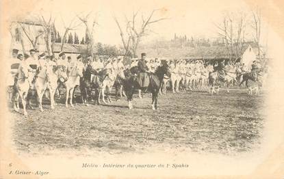 CPA ALGERIE "Médéah, intérieur du quartier du 1e Spahis"