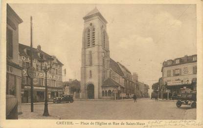 CPA FRANCE 94 " Créteil, Place de l'église et rue de St Maur"