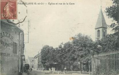 CPA FRANCE 95 "Pierrelaye, Eglise et rue de la gare"