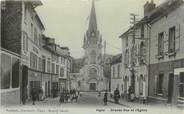 95 Val D'oise CPA FRANCE 95 " Vigny, Grande rue et l'église" /ATTELAGE DE CHIENS