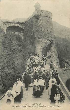 CPA MONACO " Montée du Palais, Procession Ste Dévote"