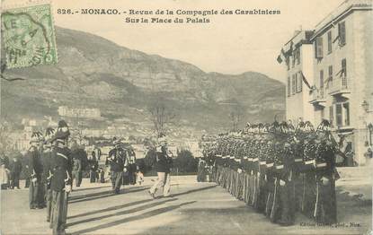 CPA MONACO " Revue de la Compagnie des Carabiniers sur la Place du Palais"
