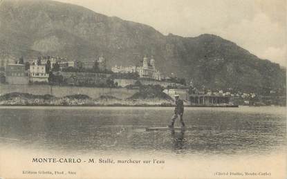 CPA MONACO " Monte Carlo, Mr Stallé marcheur sur l'eau"