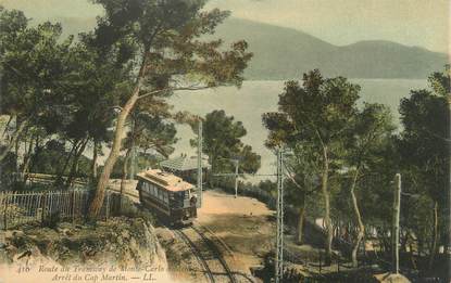 CPA FRANCE 06 "Retour du tramway de Monte Carlo, Arrêt du Cap Martin'