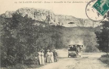 CPA FRANCE 83 "La Ste Baume, Retour à Marseille du Car Automobile" / AUTOBUS