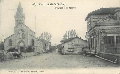 CPA FRANCE 38 " Cour et Buis, L'église et la Mairie"