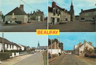 CPSM FRANCE 72 "Beaufay, le monument, la rue du centre, la rue des Landes et la rue du Mans"