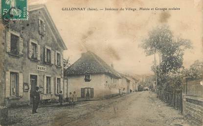 CPA FRANCE 38 " Gillonnay, Intérieur du village, Mairie et groupe scolaire"