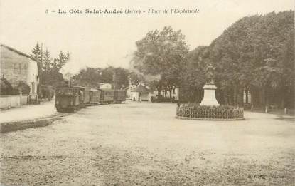 CPA FRANCE 38 " La Côte St André, Place de l'Esplanade" / TRAMWAY