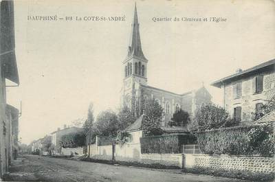 CPA FRANCE 38 " La Côte St André, Quartier du Chuzeau et l'église"