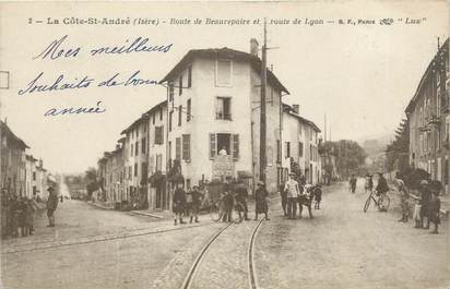 CPA FRANCE 38 " La Côte St André, Route de Beaurepaire et route de Lyon"