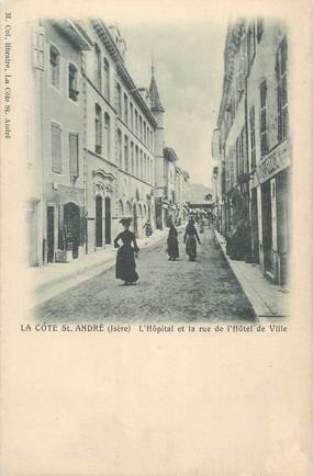 CPA FRANCE 38 " La Côte St André, L'Hôpital et la Rue de l'Hôtel de Ville"