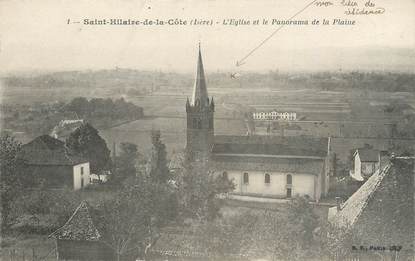 CPA FRANCE 38 " St Hilaire de la Côte, L'église et le panorama de la plaine"