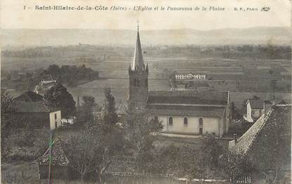 CPA FRANCE 38 " St Hilaire de la Côte, L'église et le panorama de la plaine"'