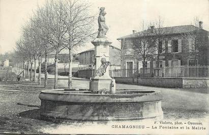 CPA FRANCE 38 " Chamagnieu, La fontaine et la Mairie"