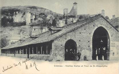 CPA FRANCE 38 " Crémieu, Les vieilles halles et la tour St Hippolyte"