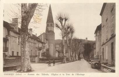 CPA FRANCE 38 " Crémieu, Avenue des Tilleuls et la Tour de l'Horloge"
