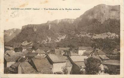 CPA FRANCE 38 " Hières sur Amby, Vue générale et la Roche animée"