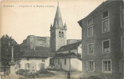 CPA FRANCE 38 " Hières, L'église et la roche animée"