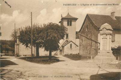 CPA FRANCE 38 " Parmilieu, L'église et le monument aux morts"