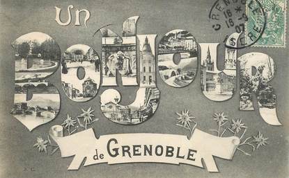 CPA  FRANCE 38 "Un Bonjour de Grenoble"