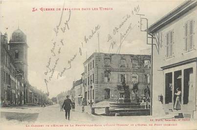 CPA FRANCE 88 "La Neuveville les Raon, Le clocher de l'église, l'Hôtel du Pont Incendié"