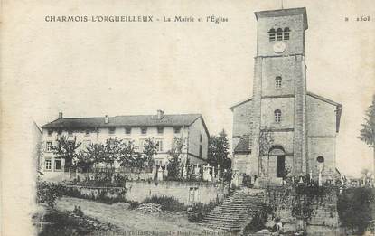 CPA FRANCE 88 " Charmois l'Orgueilleux, La Mairie et l'église"