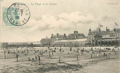 CPA  FRANCE 50 "Cherbourg, la plage et le casino"