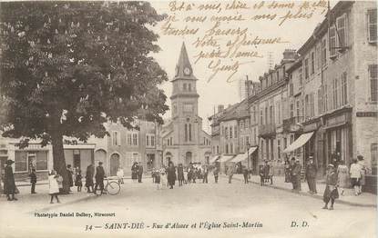 CPA FRANCE 88 "St Dié, Rue d'Alsace et l'Eglise St Martin'