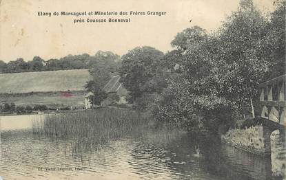 CPA FRANCE 87 "Près de Coussac Bonneval, L'étang de Marsaguet et Minoterie des Frères Granger"