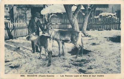 CPA FRANCE 74 " Megève, Les rennes Lapo et Néva et leur maître"