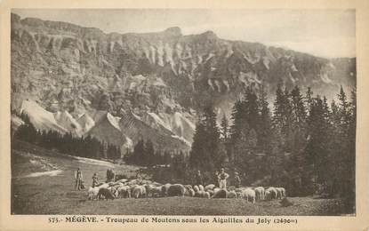 CPA FRANCE 74 " Megève, Troupeau de moutons sous les Aiguilles du Joly"