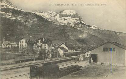 CPA FRANCE 74 " Sallanches, La gare et la Pointe d'Areu"