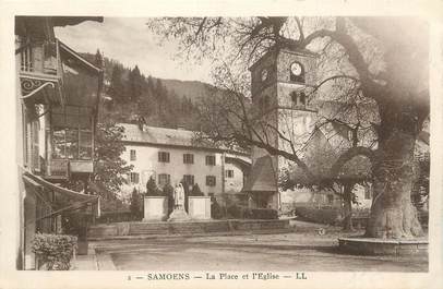 CPA FRANCE 74 " Samoëns, La place et l'église"