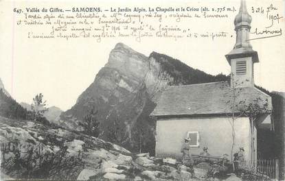 CPA FRANCE 74 " Samoëns, Le jardin alpin, la chapelle et le Criou"