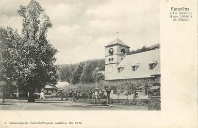 CPA FRANCE 74 " Samoëns, Le gros tilleul et la place"