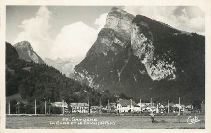 CPSM FRANCE 74 " Samoëns, La gare et le Criou"