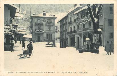 CPA FRANCE 74 " St Gervais les Bains, La place de l'église sous la neige"