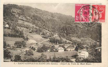 CPA FRANCE 74 " St Gervais les Bains, Départ du train du Mont Blanc"