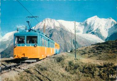 CPSM FRANCE 74 "St Gervais les Bains, Le TMB au Plateau de Bellevue" / TRAIN