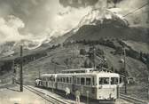 74 Haute Savoie CPSM FRANCE 74 "St Gervais les Bains, Le TMB et l'Aiguille du Goûter vus du Col de Voza" / TRAIN